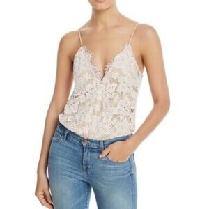 WAYF Bodysuit Womens Size M Cream Lace Lizzie Crossover Bodysuit Fairy Chic